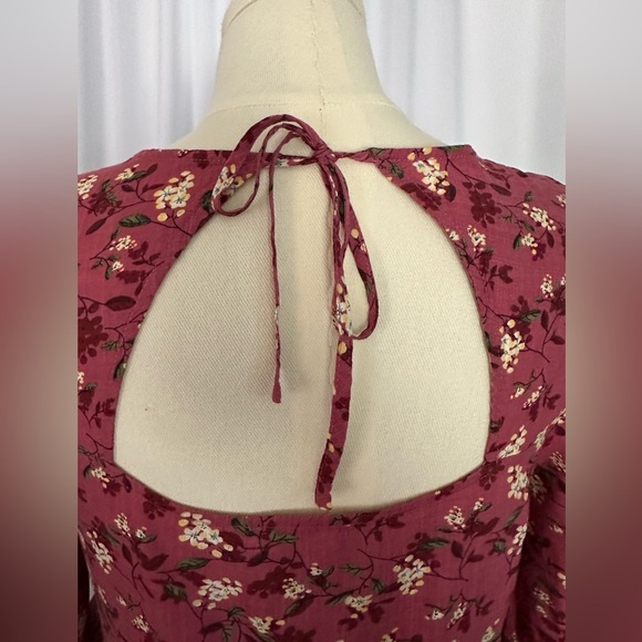 Lush Floral Print Red Women's Mini Dress (671) - Picture 12 of 17